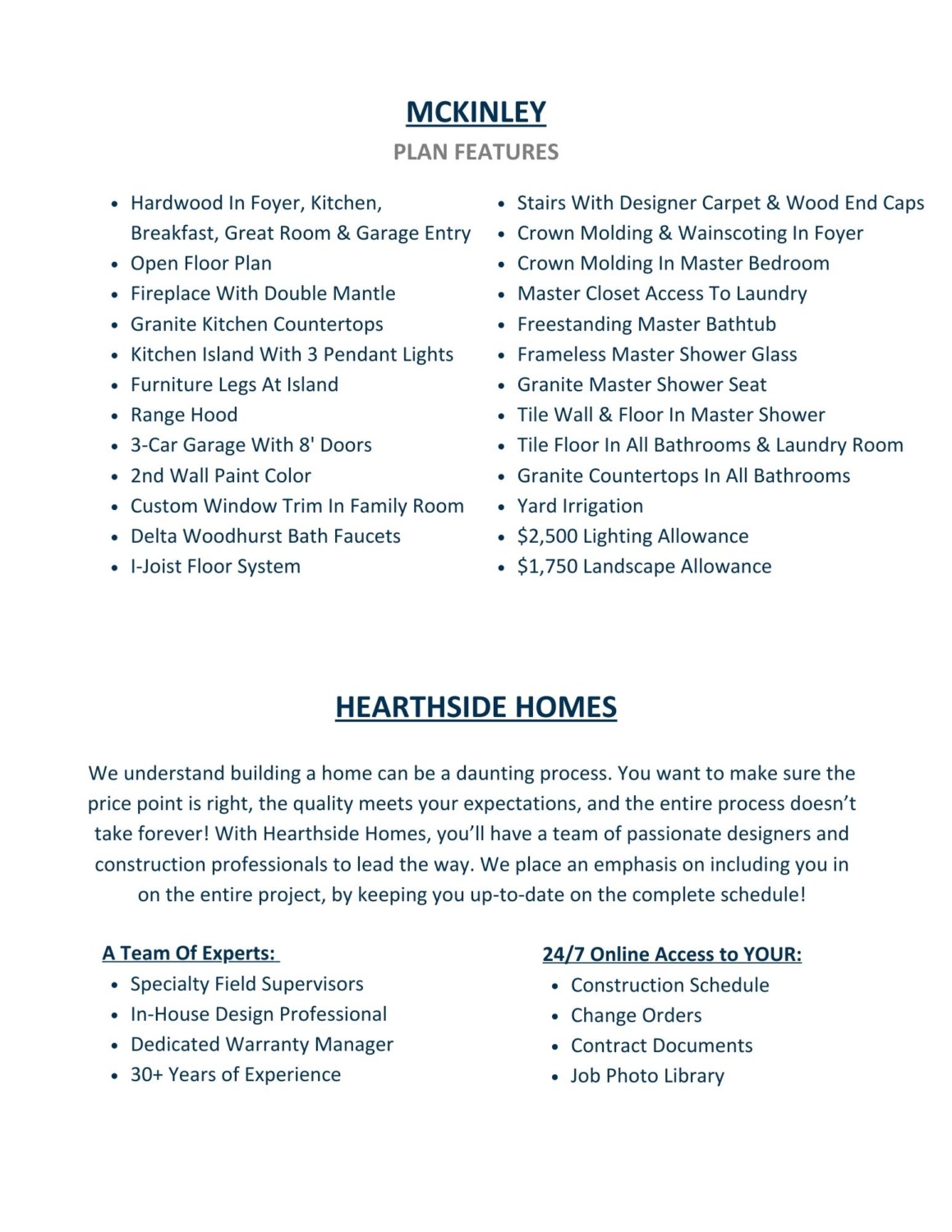 Hillsdale Craftsman Floor Plan - Features